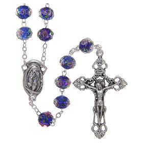 Rosary in glass 7x6 mm grains, blue