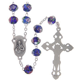 Rosary in glass 7x6 mm grains, blue