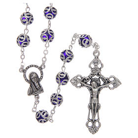 Glass rosary with 7x6 mm grains, blue
