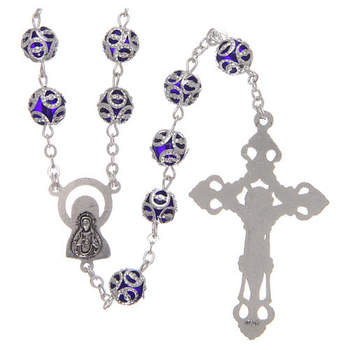 Glass rosary with 7x6 mm grains, blue 2