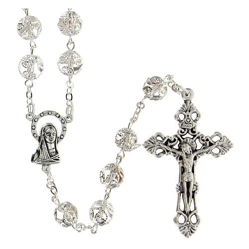 Rosary in glass 7x6 mm grains, transparent 1