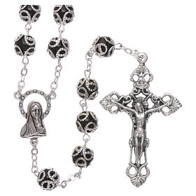 Rosary in glass 7x6 mm grains, black