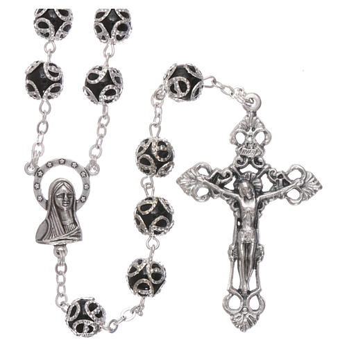 Rosary in glass 7x6 mm grains, black 1