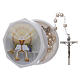 Rosary in glass, First Communion 3x3 mm grains with case s5
