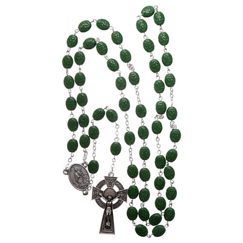 Glass rosary St Patrick clover shaped beads 8x6 mm 4