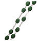 Glass rosary St Patrick clover shaped beads 8x6 mm s3