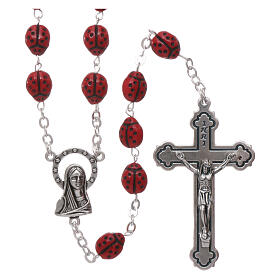 Glass rosary ladybug shaped beads 6 mm