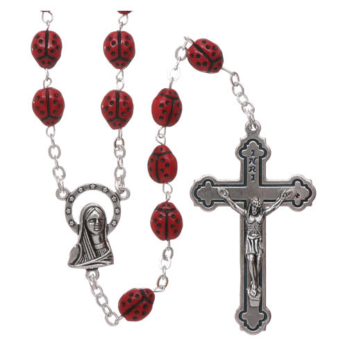 Glass rosary ladybug shaped beads 6 mm 1