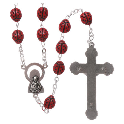 Glass rosary ladybug shaped beads 6 mm 2