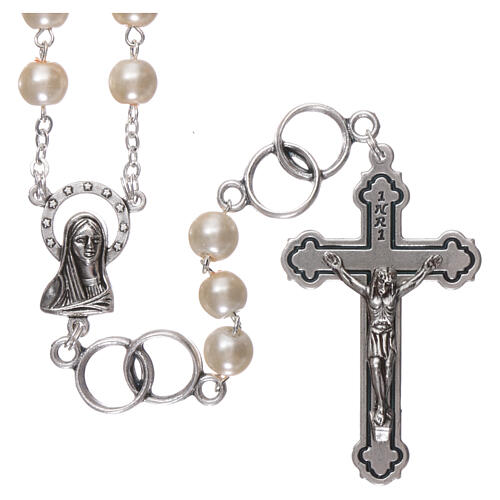 Marriage rosary glass beads and rings as Our Father 5 mm 1