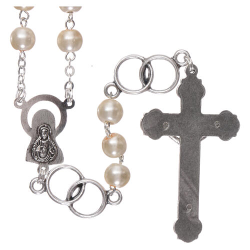 Marriage rosary glass beads and rings as Our Father 5 mm 2