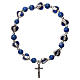 Rosary decade bracelet in glass with 3x4 mm grains and small blue hearts s1