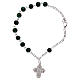 Rosary decade bracelet with fastener and glass grains, green nuances 4 mm s1