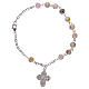 Rosary decade bracelet with fastener and glass grains, white nuances 4 mm s2