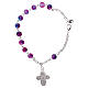 Rosary decade bracelet with fastener and glass grains, pink nuances 4 mm s1