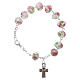 Bracciale decina chiusura catena grani bianco sfaccettati rosa sommersa grani 5 mm s1
