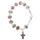 Bracciale decina chiusura catena grani bianco sfaccettati rosa sommersa grani 5 mm s2