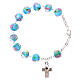 Single decade bracelet lobster clasp light blue faceted beads with rose 5 mm s2