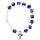 Single decade bracelet lobster clasp blue faceted beads with rose 5 mm s1