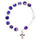 Single decade bracelet lobster clasp blue faceted beads with rose 5 mm s2