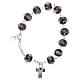 Rosary bracelet with 5x5 mm faceted black grains and roses, chain with fastener s1