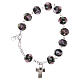 Single decade bracelet lobster clasp black faceted beads with rose 5 mm s1
