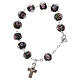 Single decade bracelet lobster clasp black faceted beads with rose 5 mm s2