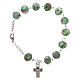 Rosary bracelet with 5x5 mm faceted light green grains and roses, chain with fastener s1