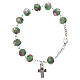 Single decade bracelet lobster clasp green faceted beads with rose 5 mm s2
