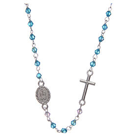 Rosenkranz als Halskette mit schimmernden blauen Glasperlen, 3 mm