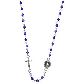 Wearable rosary with 3mm oval beads in blue iridescent crystal