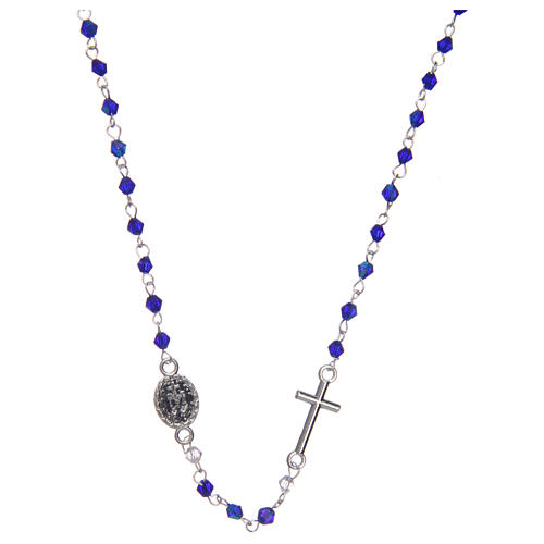 Wearable rosary with 3mm oval beads in blue iridescent crystal 2