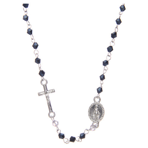 Wearable rosary with 3mm oval beads in black iridescent crystal 1