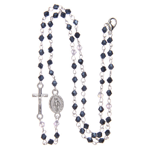 Wearable rosary with 3mm oval beads in black iridescent crystal 3
