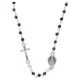 Necklace rosary semi-crystal 3 mm oval black iridescent beads