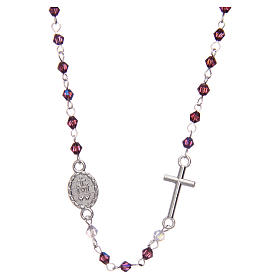 Wearable rosary with 3mm oval beads in purple iridescent crystal