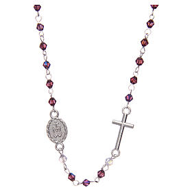 Rosari vetro: Rosario a collana mezzo cristallo ovale 3 mm viola iridescente