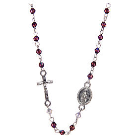 Necklace rosary semi-crystal 3 mm oval violet iridescent beads