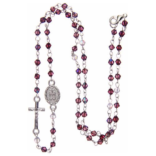 Necklace rosary semi-crystal 3 mm oval violet iridescent beads 3