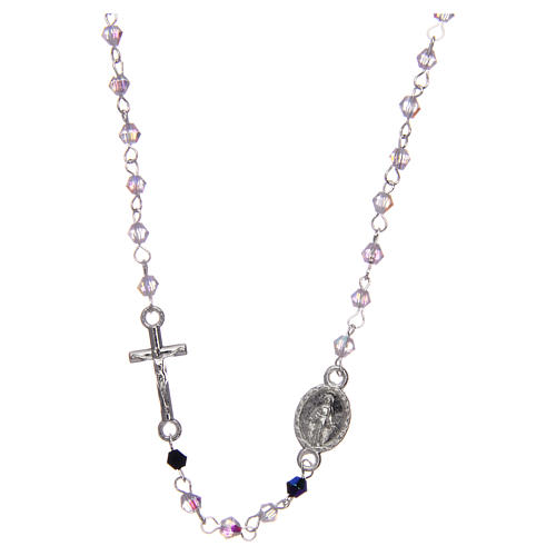 Wearable rosary with 3mm oval beads in transparent and iridescent crystal 1