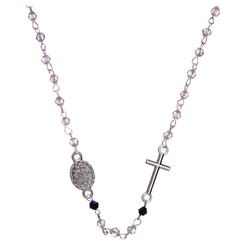 Wearable rosary with 3mm oval beads in transparent and iridescent crystal 2