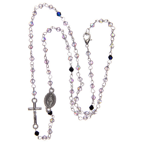 Wearable rosary with 3mm oval beads in transparent and iridescent crystal 3