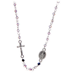 Necklace rosary semi-crystal 3 mm oval transparent iridescent beads