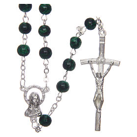 Rosary in glass with 6mm round green beads.