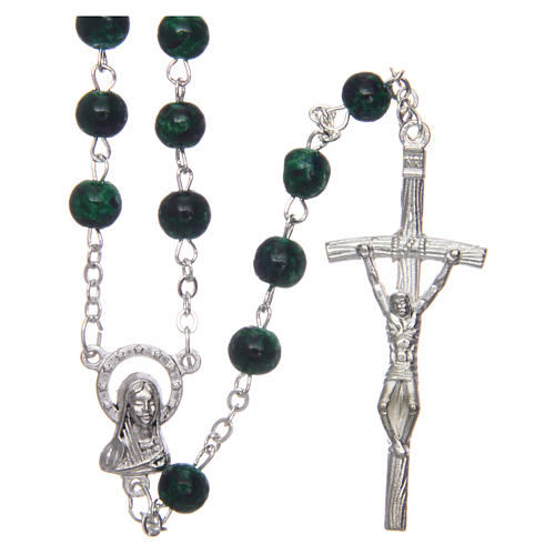Rosary in glass with 6mm round green beads. 1