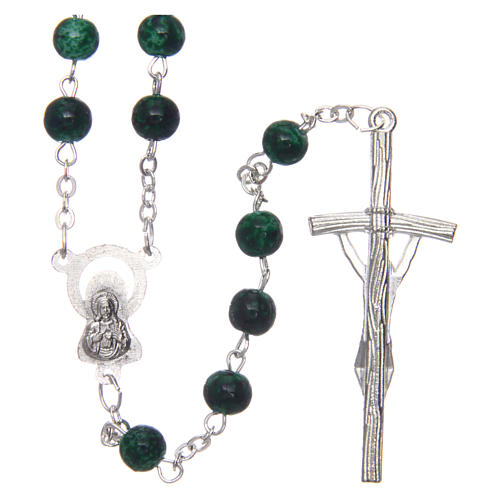 Rosary in glass with 6mm round green beads. 2