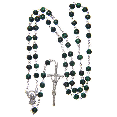 Rosary in glass with 6mm round green beads. 4