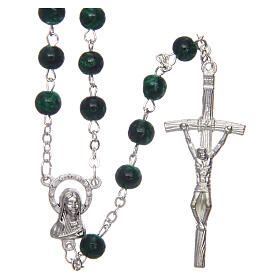 Rosary round green glass 6 mm