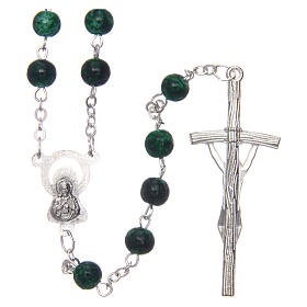 Rosary round green glass 6 mm