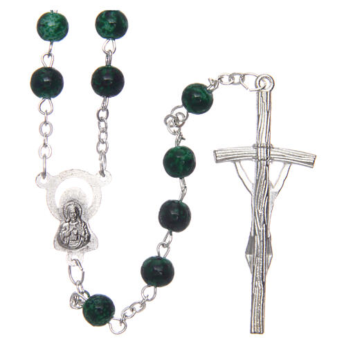 Rosary round green glass 6 mm 2